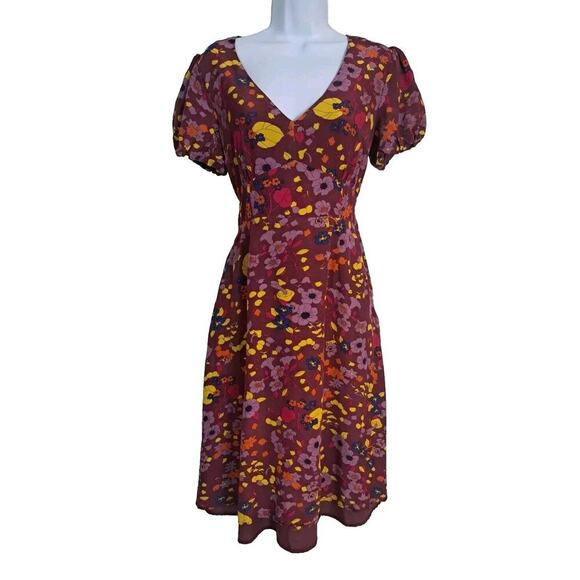 Modcloth Dress Sz M Empire Waist The Sweetest Occasion Purple Floral Midi Plum - Picture 2 of 12